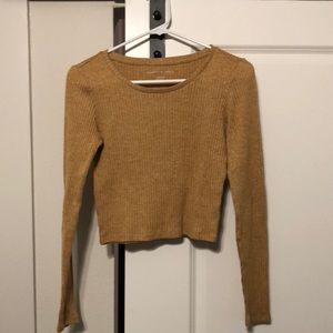 American Eagle Mustard Yellow long sleeve crop top-XS